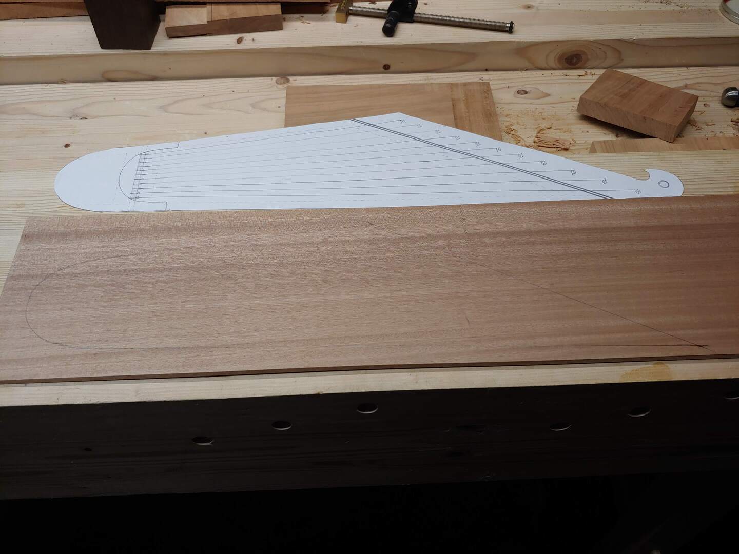 Figure 2. Printed paper plan for the soundboard.