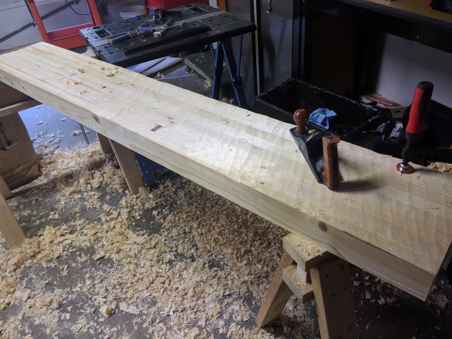 Figure 3. Speeding up flattening with a scrub plane.